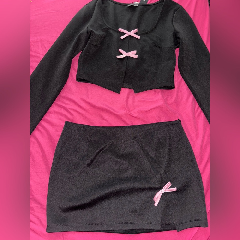 Black and Pink Two-Piece Set